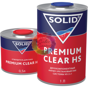 Solid PREMIUM CLEAR HS Двокомпонентний прозорий лак, 1л + 0,5л затв.