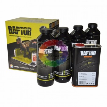 Захисне покриття, автофарба підвищеної міцності U-POL Raptor, комплект 4 л, 4х0,75 л + затверджувач 1 л, Чорний